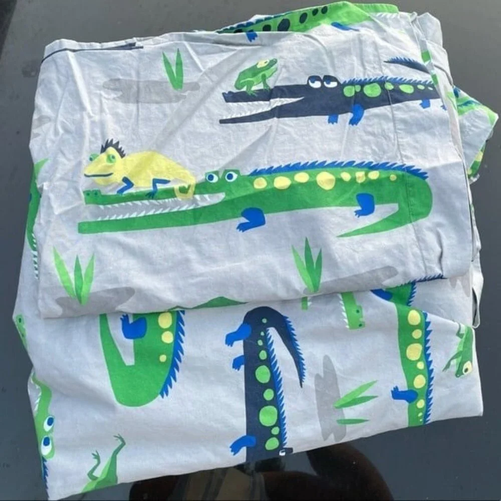 Pottery barn kids alligator twin duvet and pillow case